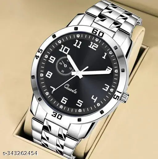 Men's Steel Chain Black Men style Boys Hand Watch Gents 204 Luxury Design Steel Chain New Model Analog Watch - For Men & Boys